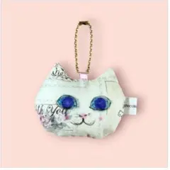 猫型布製バッグチャーム キーホルダー ハンドメイド