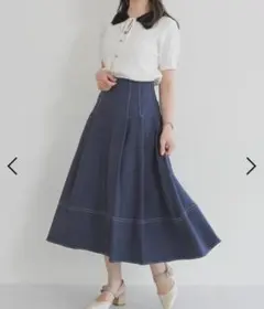 MISCH MASCHポリデニム配色ステッチレースアップスカート　S　ネイビー