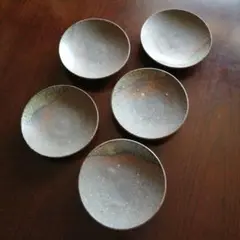 常滑焼　大迫みきお　灰釉中皿　5枚　15.5cm