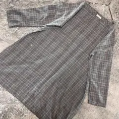 ✨大きいサイズ✨ 4L チアフリー 長袖ワンピース グレー チェック柄
