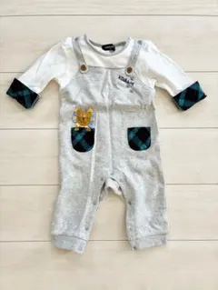 kladskap ライオン チェック サロペット風 ロンパース