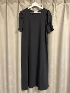 a.i.n マタニティ　授乳口付き　ロングワンピース　半袖　チャコールグレー