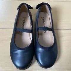 【21㎝】ブラックバレエシューズ リボン付き