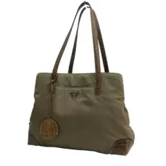 美品 PRADA プラダ トートバッグ ハンドバッグ 三角ロゴ クロコ型押し