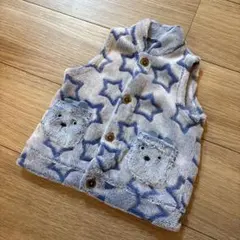 ベビーフリースベスト 青と星柄　50-70cm