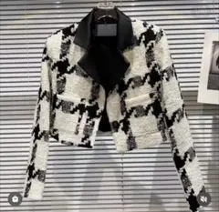 韓国系千鳥格子柄ジャケット