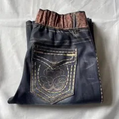 希少 00s デニムデザイン風 パンツ グランジ Y2K 平成 大人気