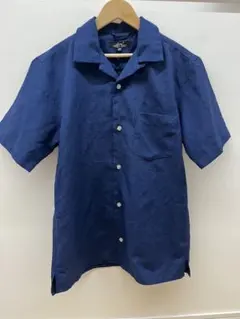 ネイビー 半袖シャツ ボタンアップ