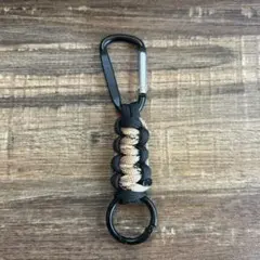 パラコード キーリング ブラック ベージュ　【ハンドメイド】