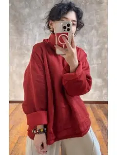 無地 シンプル トップス インナー レトロ＆カジュアル 暖かい プルオーバー