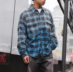 新品 タグ付き ビームス ワイドフィット フェード チェックシャツ