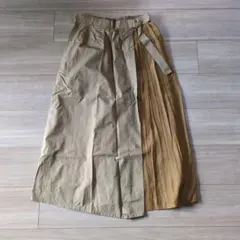 【未使用】ベージュ/ブラウン プリーツロングスカート F　ナノ・ユニバース