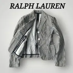 希少 RALPH LAUREN ストライプ リネン 短丈 テーラード ジャケット