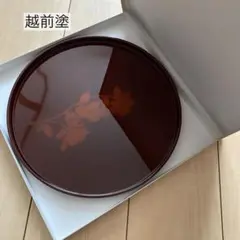 越前塗　丸盆　漆器　花模様