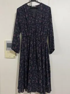 【Honeys】【GLACIER】ハニーズ 長袖 ワンピース 花柄　ネイビー　M