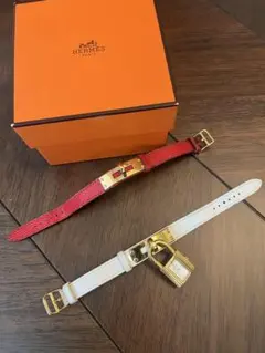 HERMES ケリーウォッチ ブレスレット ホワイト&レッドのサムネイル