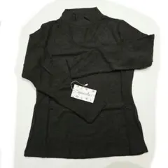 リブニット レディース 裏起毛 インナー 秋 冬 ダークグレー