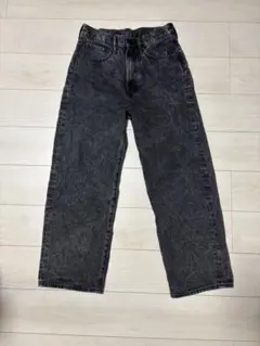 ダークグレー ワイドレッグデニムパンツ