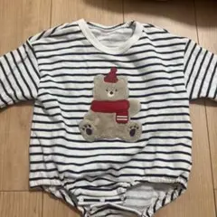 ストライプ柄クマ刺繍ロンパース 70 アカチャンホンポ