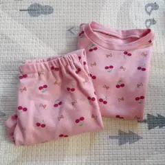 【90】子供 キッズ パジャマ 春 ピンク さくらんぼ 薄手 女の子 寝巻き