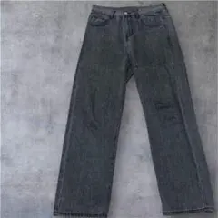 ダークグレー ワイドレッグデニム