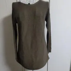 Theory♥オリーブ色 リブ編み 長袖ニット