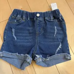 デニムブルー 半ズボン ダメージ加工