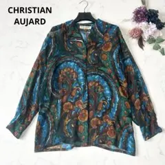 CHRISTIAN AUJARD シルク100% 抽象柄ブラウス 総柄 ゆったり