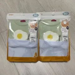 80cm トップバリュ　厚地長袖ロンパース肌着　4枚セット　肩クロスボディスーツ