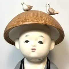 清水寺博多人形インテリア置物童子 鳩 笠 大型 黒台座付き27cm 郷土玩具のサムネイル