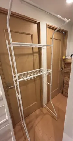 ホワイト スチール ランドリーラック 2段