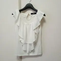 salire ノースリーブ前後フリルカットソー ホワイト