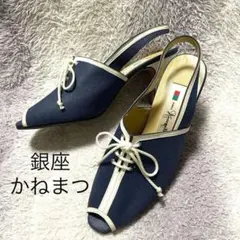 sA161 銀座かねまつ/カラーブロックデザイン/バックストラップパンプスヒールのサムネイル