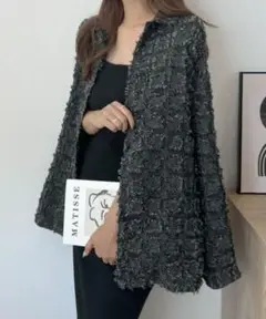 futier land ゆったり フリンジチェックルーズシャツ