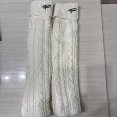 アイボリー ケーブル編み レッグウォーマー