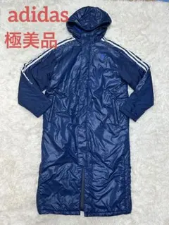 極美品　adidas ベンチコート　ネイビー　ロングコート　防寒　野球　サッカー