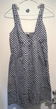 ネイビー　ギンガムチェック　ワンピース