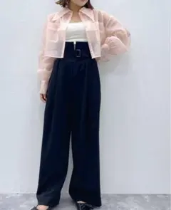 Heather シアー ショート丈シャツ ピンクのサムネイル