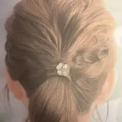 260912-5 ‪ꫛꫀꪝ ホワイトフラワーヘアゴム