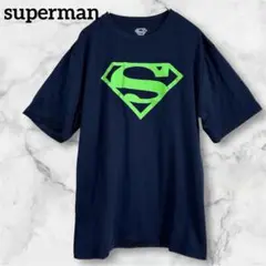 レア✨superman スーパーマン Tシャツ ネイビー　クルーネック　ロゴ