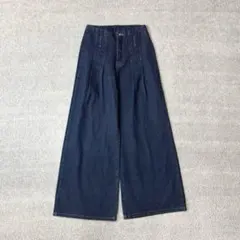ラ・ジェム　タック　ワイド　デニム　パンツ　L インディゴ　未使用タグ付きのサムネイル