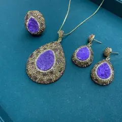 ネックレスピアス指輪4点セット天然石キラキラ