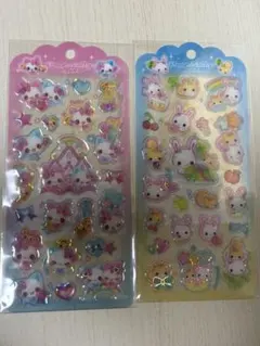 平成　　フワフワらびちゃん　まじかるみゅーちゃん　ドロップジュエリーシール