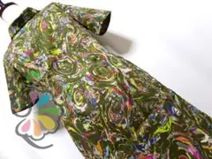 昭和レトロ ビンテージ 古着 マルチカラー サイケ マーブル ワンピース 日本製