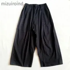mizuiroind　ワイドタックパンツ　ウエストギャザー　黒　日本製