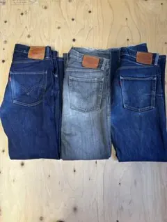 Levi's 502 デニムパンツ 3点セット セルビッジ 先染ブラック