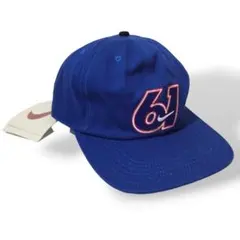 90s NIKE タグ付き ベースボールキャップ 61 ロゴ レディース 青