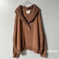 【人気】アメリカンイーグル シェルパ襟 ボア スウェット トレーナー XL 茶のサムネイル