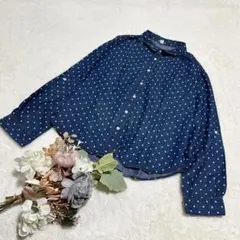 【ユニクロ】UNIQLO ウィメンズ ロールアップデニムシャツ ブルー S ●