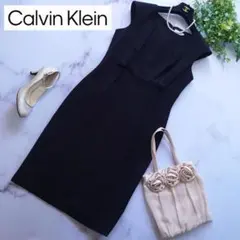 カルバンクライン ロングワンピース タック ノースリーブ M相当 ブラック